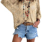 ⏳Time-Limited Special⏰Women's Boho Crochet Tops V Neck Hollow Out Knit Shirts