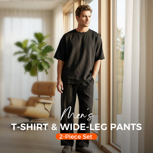 📢📢50 % DE RÉDUCTION !! ⏰Ensemble 2 pièces pour homme : t-shirt et pantalon à jambes larges