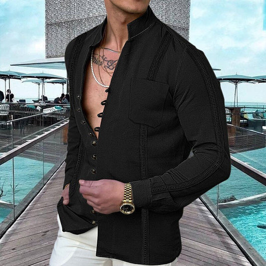 Chemise de plage d'été en lin à boutons pour homme