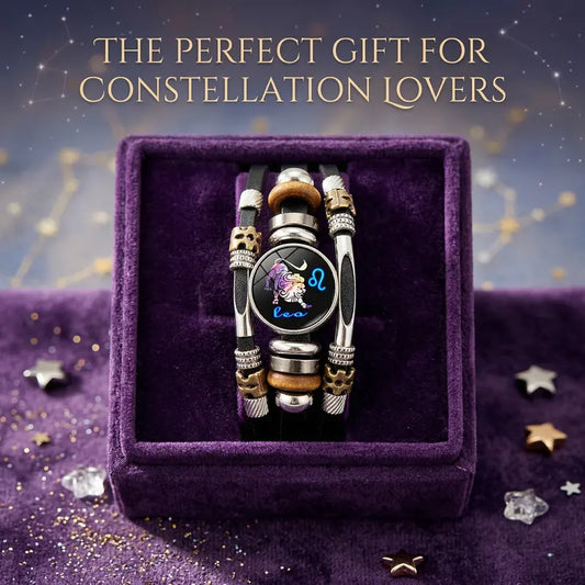 ⏳Time-Limited Special⏰Glow-in-the-Dark Leather Zodiac Sign Bracelet For Men and Women