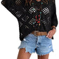 ⏳Time-Limited Special⏰Women's Boho Crochet Tops V Neck Hollow Out Knit Shirts