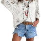 ⏳Time-Limited Special⏰Women's Boho Crochet Tops V Neck Hollow Out Knit Shirts