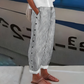 ✨🔥Pantalon rayé bleu confortable avec poches latérales💞
