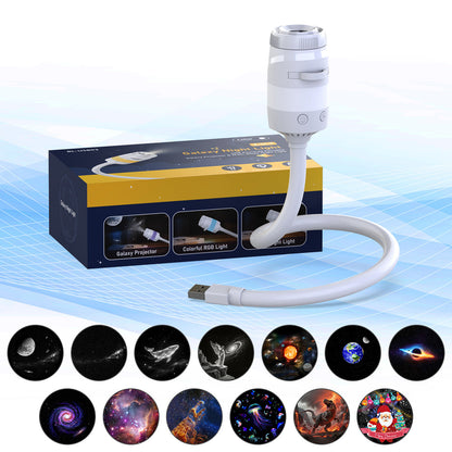 🌌 50% OFF NOW! 💫 USB lamp with starry sky projection – 13 interchangeable film discs & flexible neck – perfect for the bedroom ✨