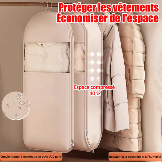🚪 50% DE RÉDUCTION ! 🧳 Organiseur de Garde-Robe Suspendu – Auto-Compressant, Gain de Place & Avec Fermeture Éclair ✨