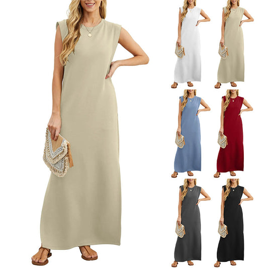 👗50% DE RÉDUCTION ! ✨ Robe longue ample avec fente – Sans plis, Tissu fluide & Silhouette élégante 💃