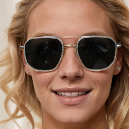 ✨Vente Flash -50%🥰Lunettes de Soleil Polarisées à Double Pont Géométrique – Style Audacieux, Clarté Absolue! 🕶️