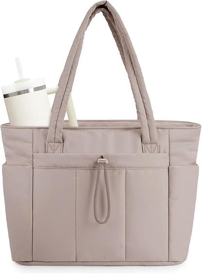 🎉 2026 Sale — Over 89,000 Sold! 👜 Wandering Nature Puffer Tote Bag – Cup Holder & Laptop Compartment 🎒