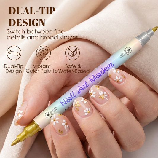 🥳 Grande promotion 2026 🥳💞 Plus de 50 000 unités vendues ! ✨🎨 50 % de rabais ! Stylo à ongles à double embout — Séchage rapide, sans lampe UV. Embout fin et pinceau. 12 ou 24 couleurs éclatantes. 💅🖌️