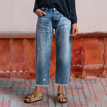 📢📢57 % DE RÉDUCTION !!!⏰Jean droit court rétro pour femme👖