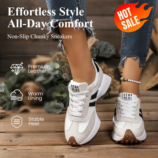 👟 50% DE RÉDUCTION! 🏃‍♀️ Baskets Épaisses Antidérapantes Décontractées pour Femmes – Confort Toute la Journée, Semelle Amortie & Style Polyvalent ✨