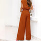 💎 50% DE RÉDUCTION ! 💎 Ensemble Fluide Taille Élastique – Top à Lien Frontal & Pantalon à Jambes Larges en Lin, Parfait pour l'Été 🌸👚