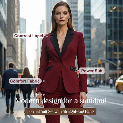 💐50% DE RÉDUCTION – TEMPS LIMITÉ ! Ensemble Formel avec Pantalon Droit – Polyester Durable & Élégant 🖤👖【Promo Flash】