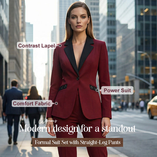 💐50% DE RÉDUCTION – TEMPS LIMITÉ ! Ensemble Formel avec Pantalon Droit – Polyester Durable & Élégant 🖤👖【Promo Flash】