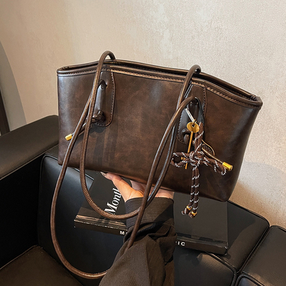 Sac d’épaule vintage en cuir PU pour femme