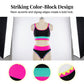 👙🌊 Ensemble bikini 3 pièces pour femme – Taille haute, motif color-block et zigzag, idéal pour la plage et les vacances