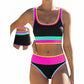 👙🌊 Ensemble bikini 3 pièces pour femme – Taille haute, motif color-block et zigzag, idéal pour la plage et les vacances