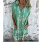 Robe Ample Imprimée à Manches Courtes avec Poches