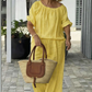 Ensemble 2 pièces femme : haut et pantalon à cordon