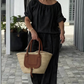 Ensemble 2 pièces femme : haut et pantalon à cordon