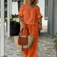 Ensemble 2 pièces femme : haut et pantalon à cordon