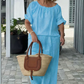 Ensemble 2 pièces femme : haut et pantalon à cordon