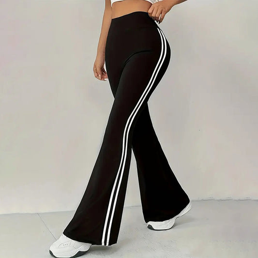 📢📢50 % de réduction !! ⏰Pantalon évasé à taille haute et bandes latérales