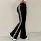 📢📢50 % de réduction !! ⏰Pantalon évasé à taille haute et bandes latérales