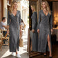 ✨🔥Robe longue à manches longues et col en V pour femme
