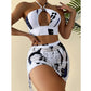 🌊50 % DE RÉDUCTION ! Ensemble bikini 3 pièces froncé pour femme – Élégant, charmant 🏝️👗【Offre limitée】