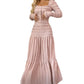 👗 50% DE RÉDUCTION ! Robe Longue Femme Col Carré – Tissu Texturé, Corsage Élastique & Silhouette Flatteuse 🌸