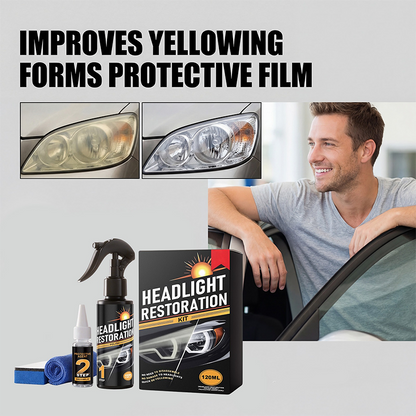 🚗 ACHETEZ 2, OBTENEZ 1 GRATUIT! 💡 Kit Professionnel de Restauration Phares Voiture – 2 Étapes Faciles, Protection UV, Inclut Polissage & Vernis, Rendement Lumière Optimal ✨