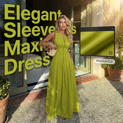 🥳SOLDES 2026🥳💞Plus de 50 000 exemplaires vendus !💥50 % de réduction ! 🔥Robe longue sans manches, coupe trapèze, fermeture éclair sur le devant