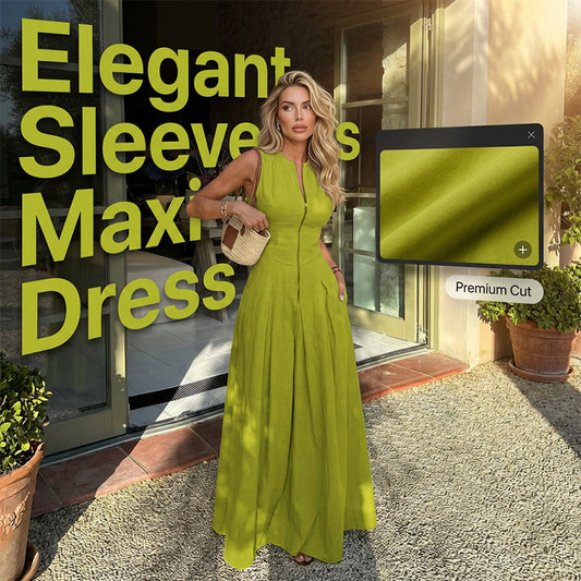 🥳SOLDES 2026🥳💞Plus de 50 000 exemplaires vendus !💥50 % de réduction ! 🔥Robe longue sans manches, coupe trapèze, fermeture éclair sur le devant