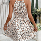 👗🌼🔥 PROMO -50% ! Robe Trapèze Col Licou – Imprimé Abstrait, Taille Élastique & Dos Nu (Abricot, S-2XL)
