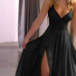 ✨🌈50 % de réduction👗Robe longue à col en V, bretelles fines et fente haute✨