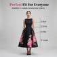 Robe midi élégante sans manches coupe trapèze à imprimé floral