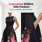 Robe midi élégante sans manches coupe trapèze à imprimé floral