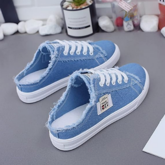 👟 56% DE RÉDUCTION ! 👖 Baskets-mules en denim pour femme – Faciles à enfiler, semelle confortable et parfaites pour un look estival décontracté ☀️