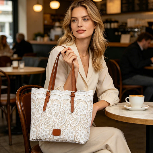 Sac à épaule en dentelle vintage – Sac crossbody élégant pour toutes les occasions 🤍