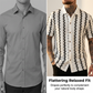 👔 PROMO LIMITÉE 50% DE RÉDUCTION ! ✨ Chemise Homme Rétro Motif Géométrique Tricoté – Respirant, Col Contrasté 🍂
