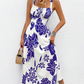 🌺 PROMO LIMITÉE 52% DE RÉDUCTION ! 👗 Robe Imprimée à Bretelles Fines – Dos Froncé, Coupe Trapèze, Légère 🦋