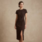 ✨💃Robe élégante à fente, avec drapé croisé sur le devant et taille cintrée