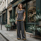 ☀️Ensemble deux pièces décontracté pour femme avec bordures contrastées🔥