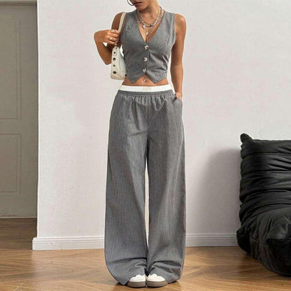 Débardeur à rayures et pantalon large pour femme