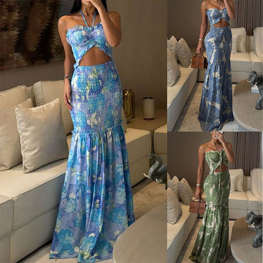 Robe femme sexy imprimée avec découpes