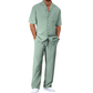 Ensemble Décontracté Homme : Chemise Col Cubain et Pantalon Coupe Ample