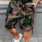 Men's Camo Cargo Shorts with Drawstring Waist