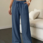 Pantalon large à effet froissé unie pour femme