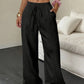 Pantalon large à effet froissé unie pour femme